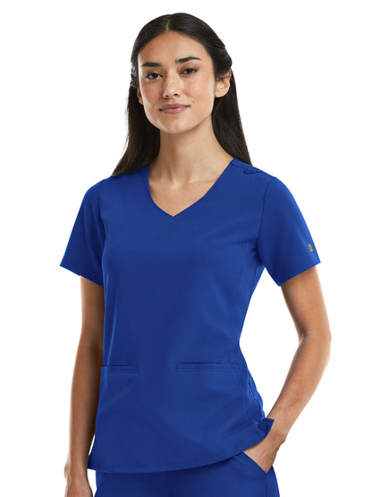 Women's Two-Pocket Curved V-Neck Top - 3903 - Royal Blue