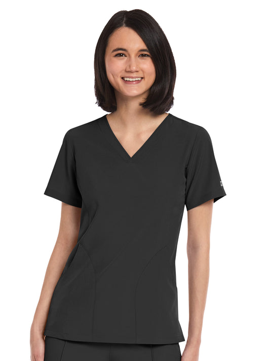 Women's Three-Pocket V-Neck Top - 4511 - Black