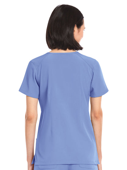 Women's Three-Pocket V-Neck Top - 4511 - Ceil Blue