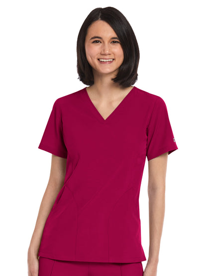 Women's Three-Pocket V-Neck Top - 4511 - Cherries Jubilee