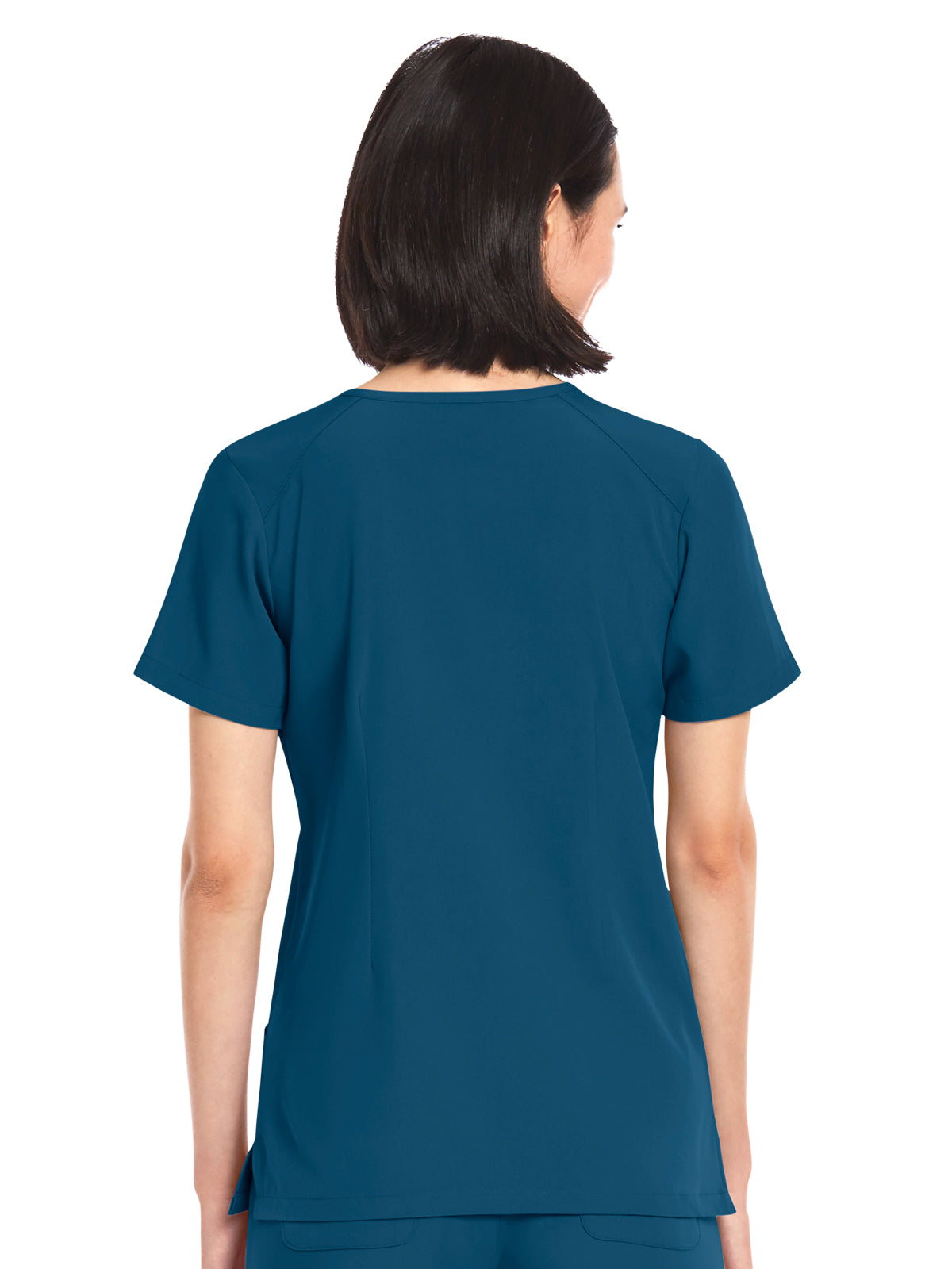 Women's Three-Pocket V-Neck Top - 4511 - Caribbean Blue