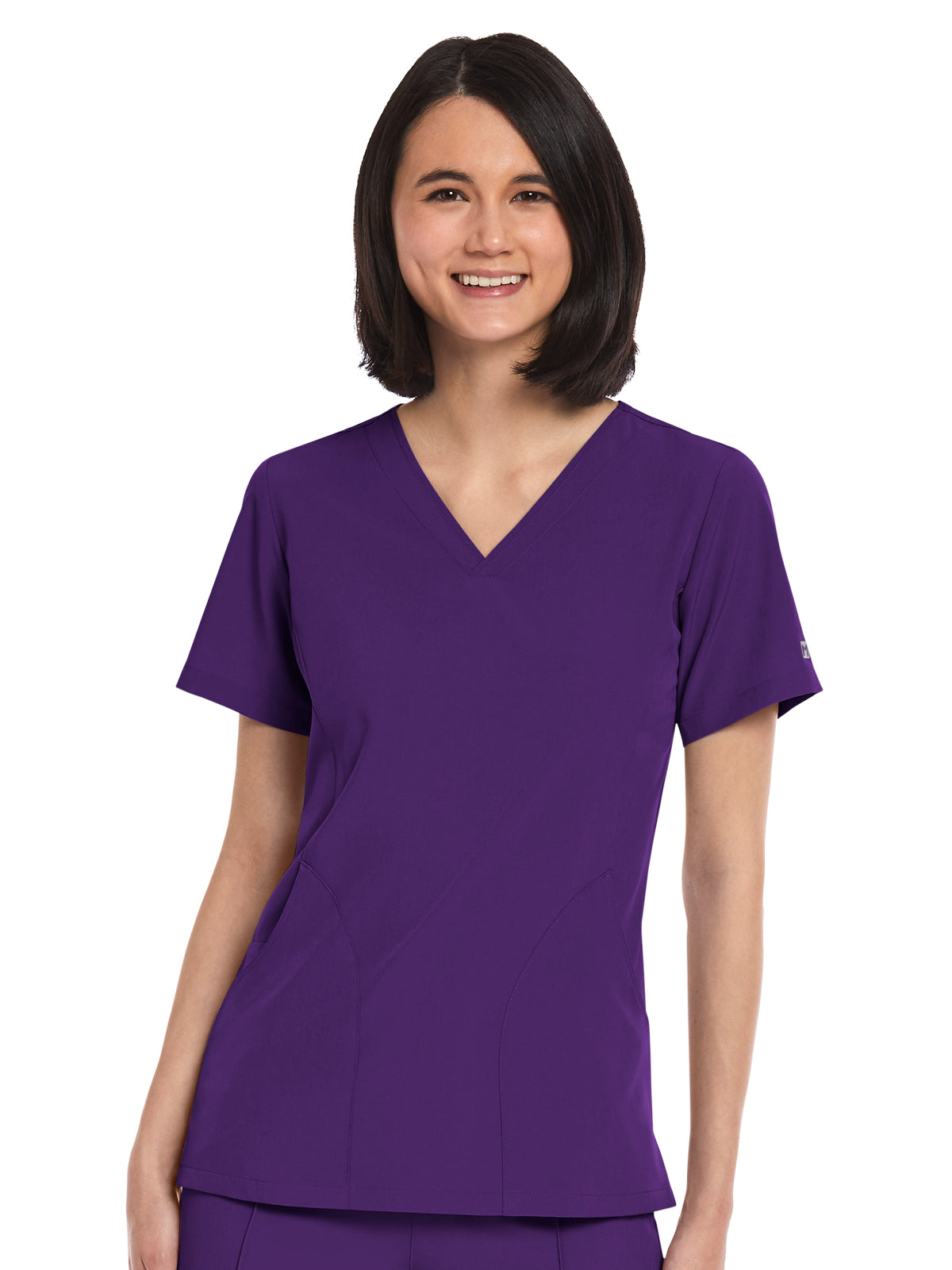 Women's Three-Pocket V-Neck Top - 4511 - Eggplant