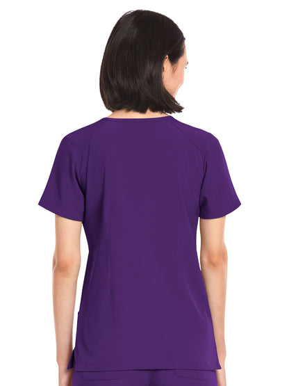 Women's Three-Pocket V-Neck Top - 4511 - Eggplant