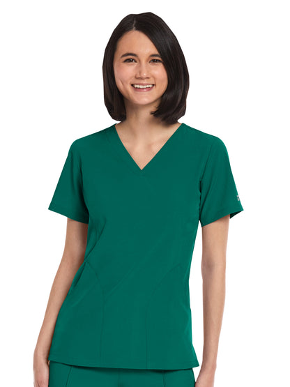 Women's Three-Pocket V-Neck Top - 4511 - Hunter Green