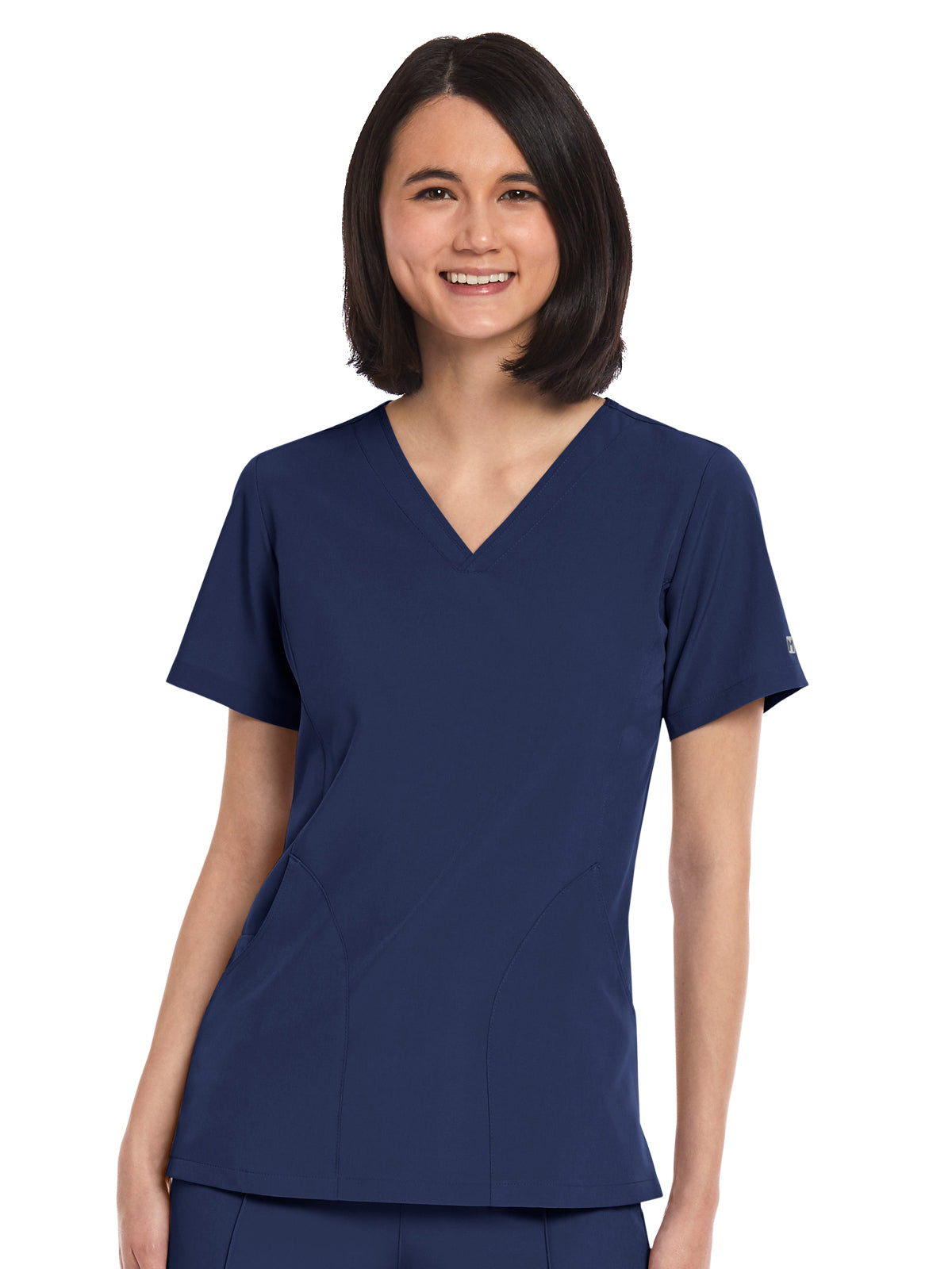 Women's Three-Pocket V-Neck Top - 4511 - Navy