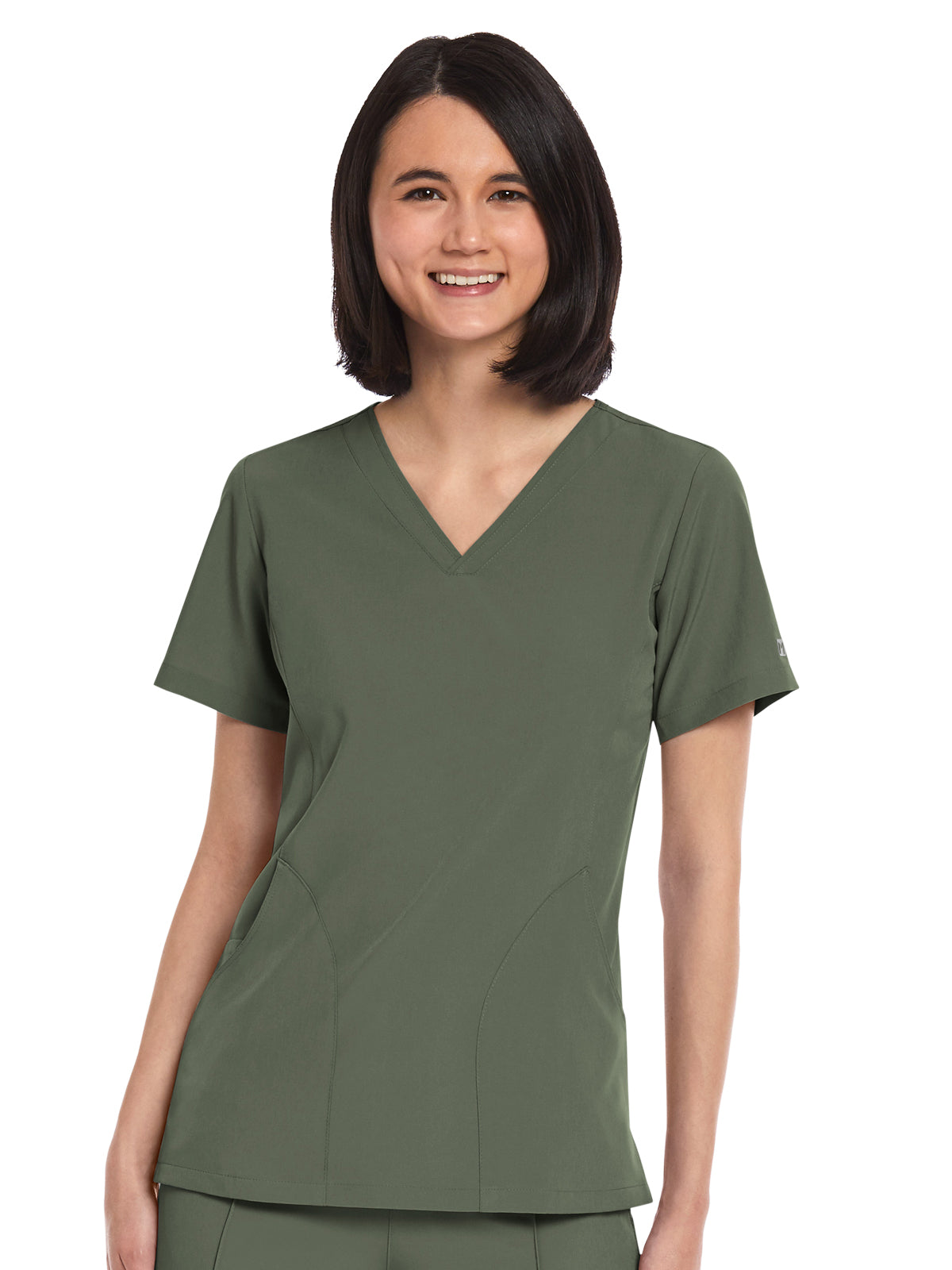 Women's Three-Pocket V-Neck Top - 4511 - Olive