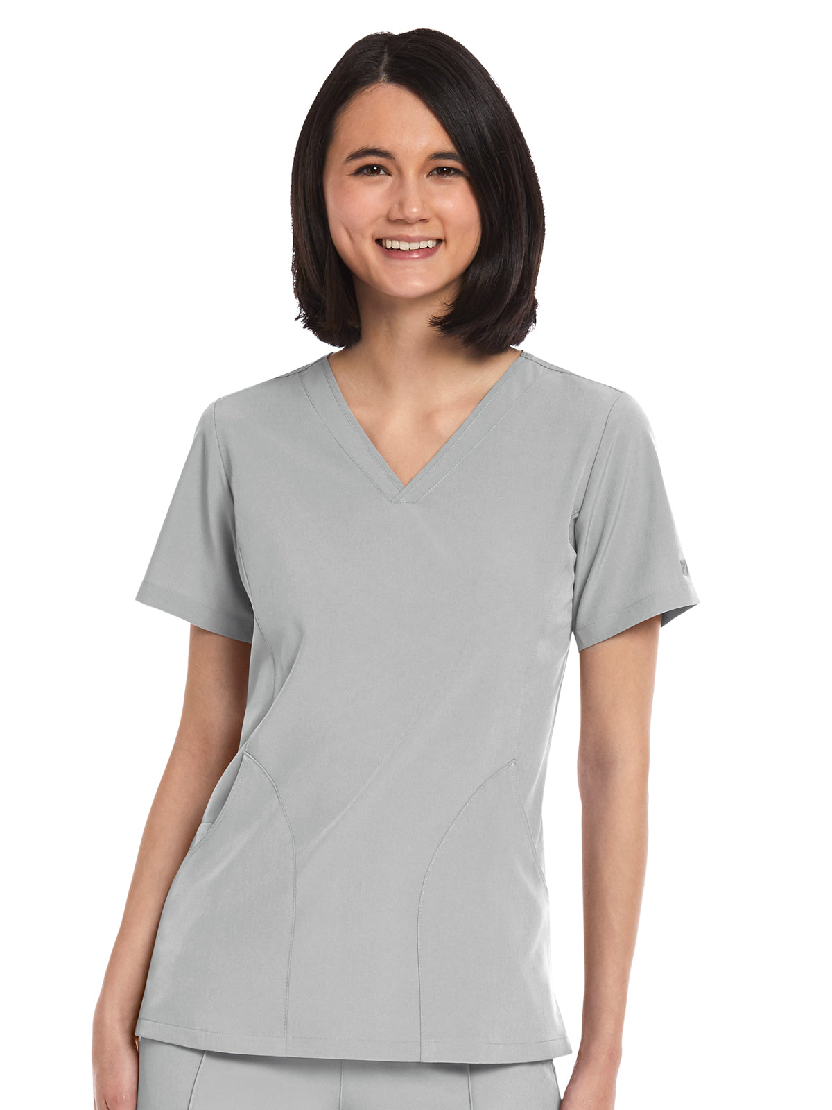 Women's Three-Pocket V-Neck Top - 4511 - Quiet Grey