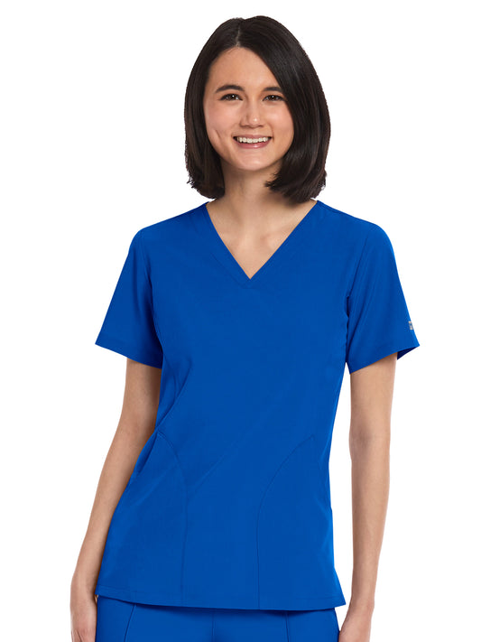 Women's Three-Pocket V-Neck Top - 4511 - Royal Blue