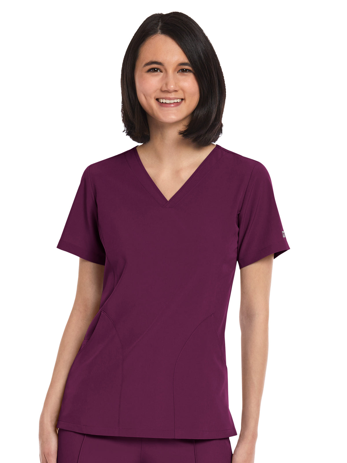 Women's Three-Pocket V-Neck Top - 4511 - Wine