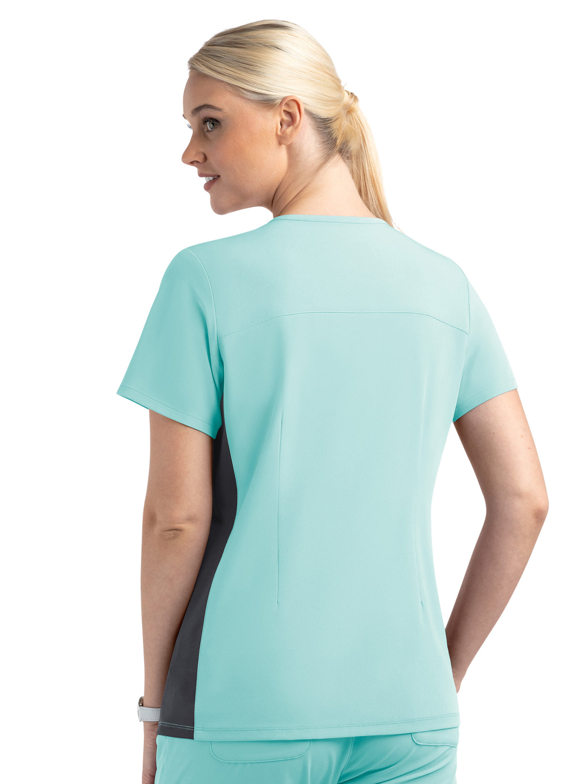 Women's Two-Pocket Mock Wrap Top - 4520 - Aruba Blue