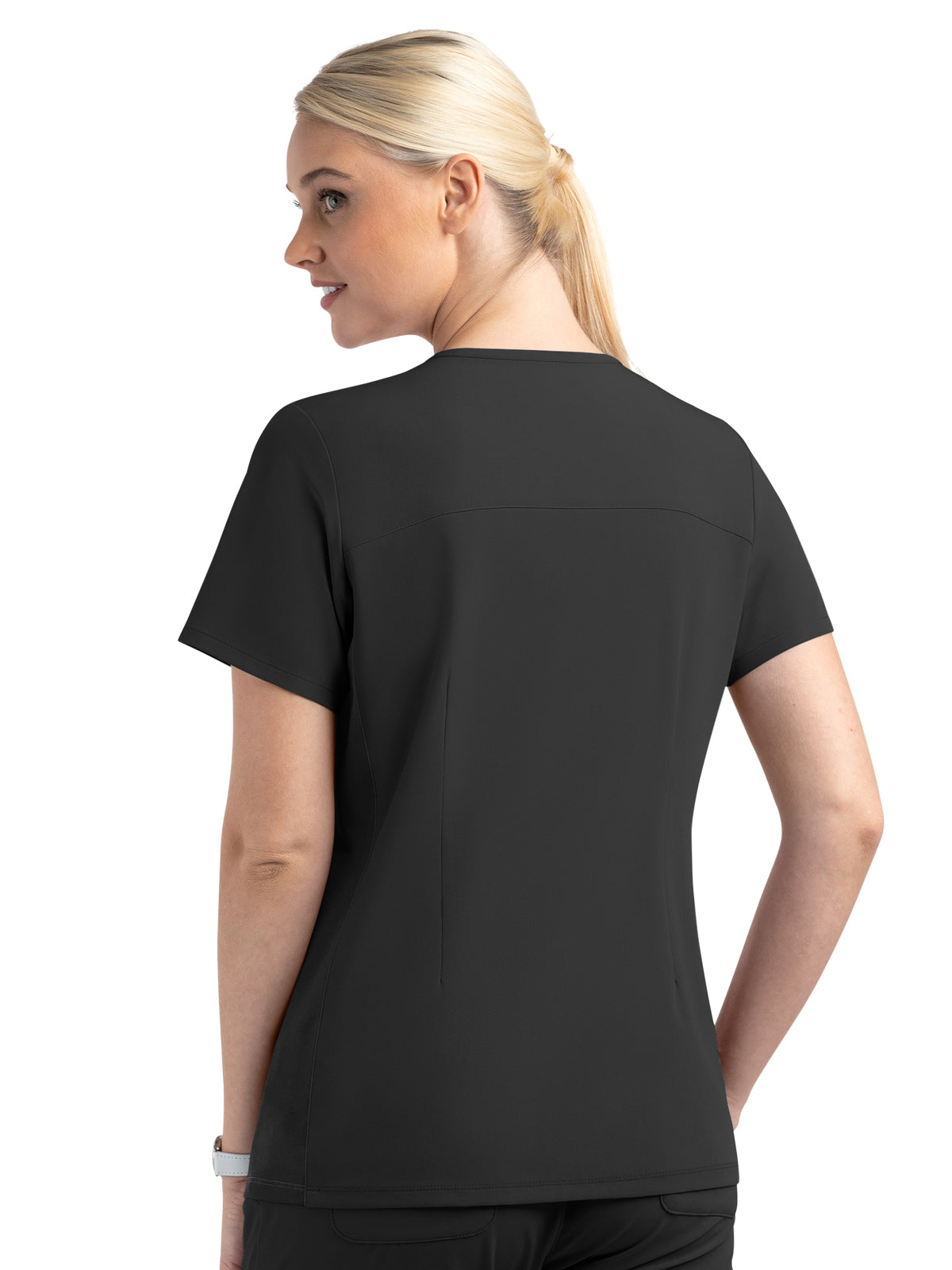 Women's Two-Pocket Mock Wrap Top - 4520 - Black