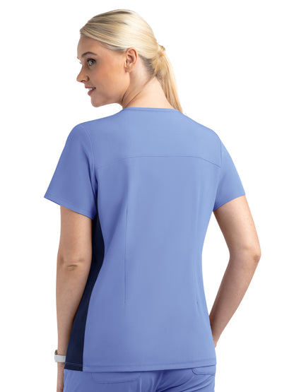 Women's Two-Pocket Mock Wrap Top - 4520 - Ceil Blue