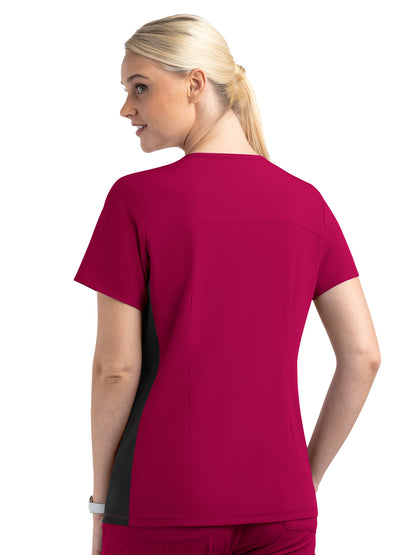 Women's Two-Pocket Mock Wrap Top - 4520 - Cherries Jubilee