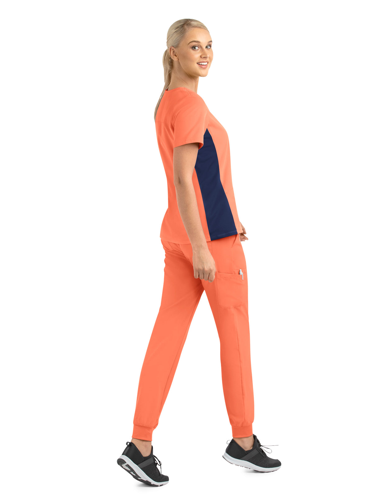 Women's Two-Pocket Mock Wrap Top - 4520 - Fresh Salmon