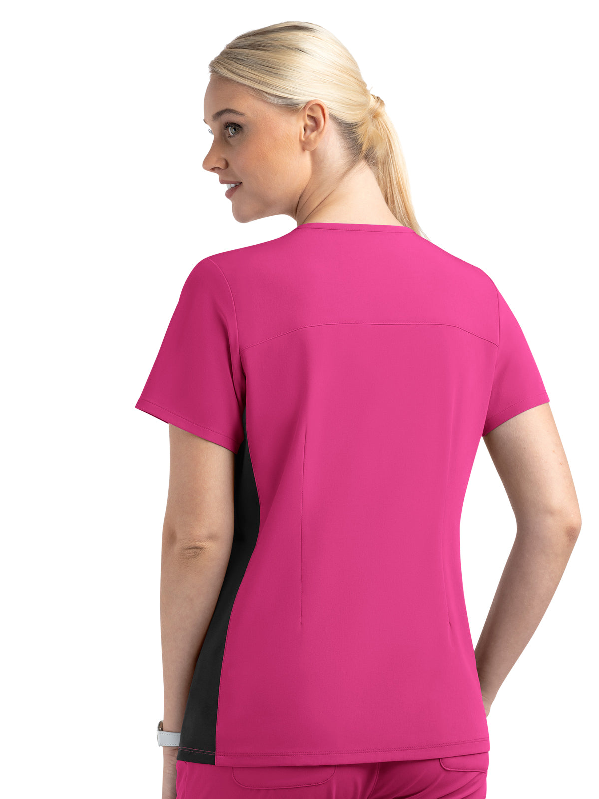 Women's Two-Pocket Mock Wrap Top - 4520 - Hot Pink