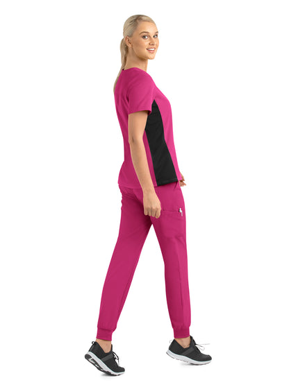 Women's Two-Pocket Mock Wrap Top - 4520 - Hot Pink