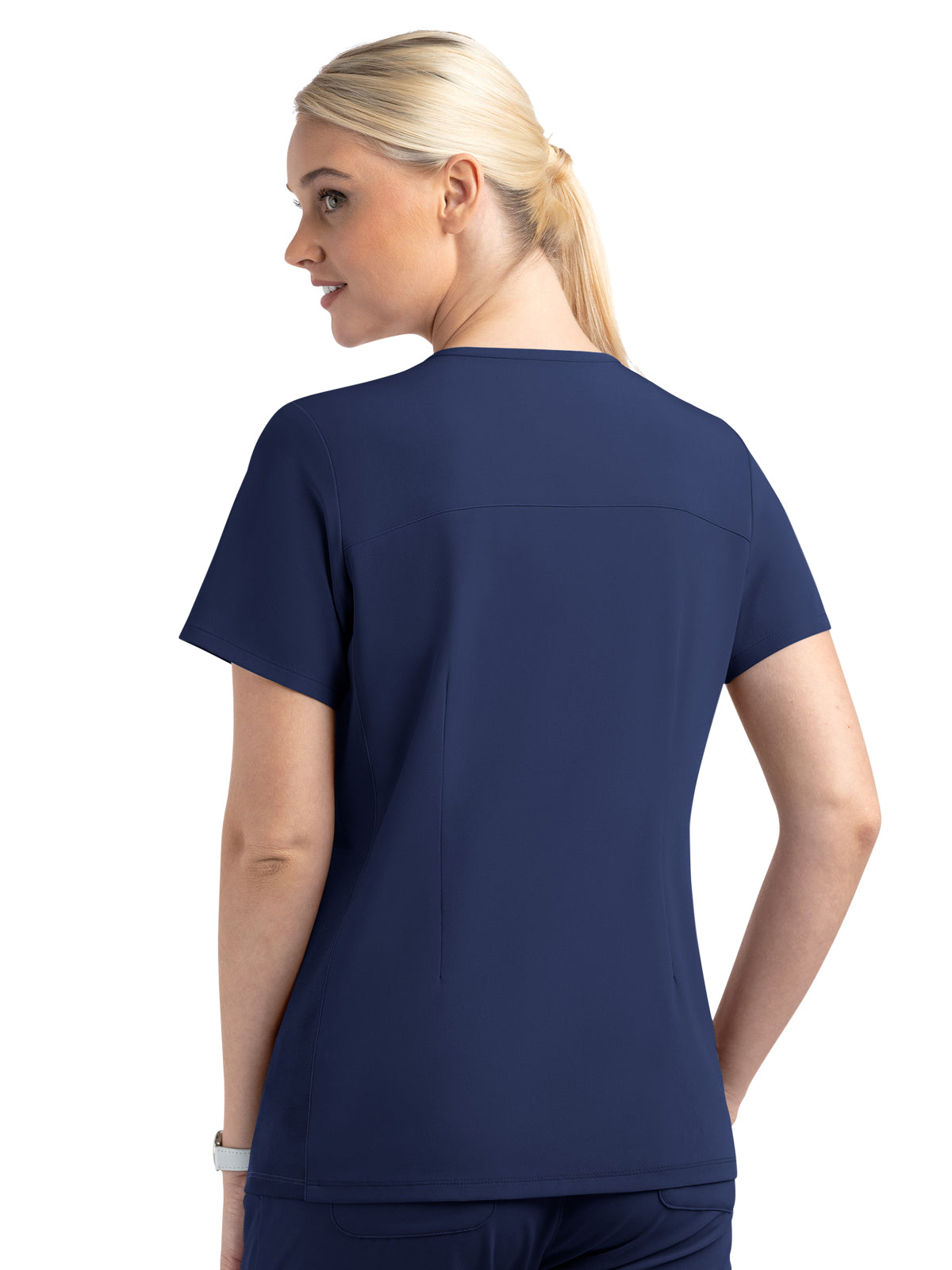 Women's Two-Pocket Mock Wrap Top - 4520 - Navy