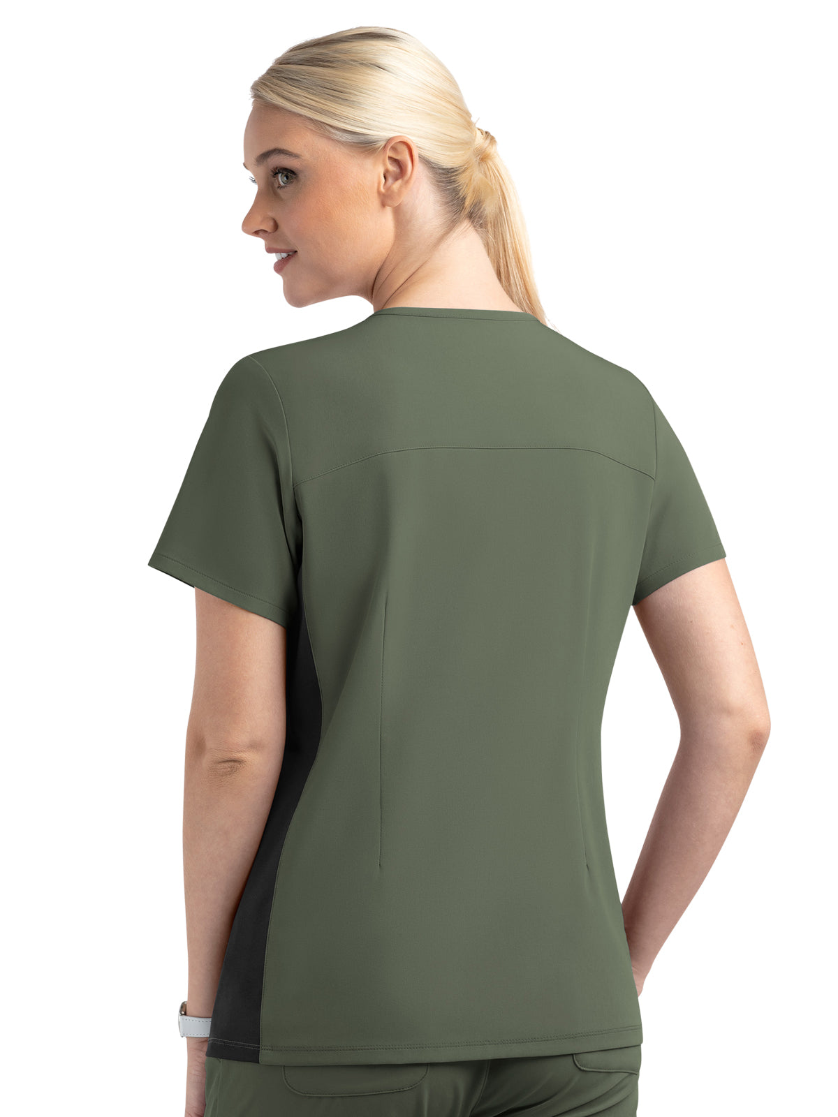 Women's Two-Pocket Mock Wrap Top - 4520 - Olive