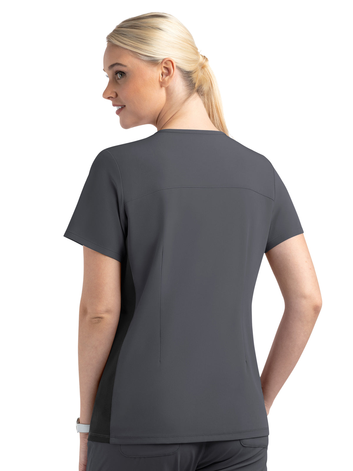 Women's Two-Pocket Mock Wrap Top - 4520 - Pewter