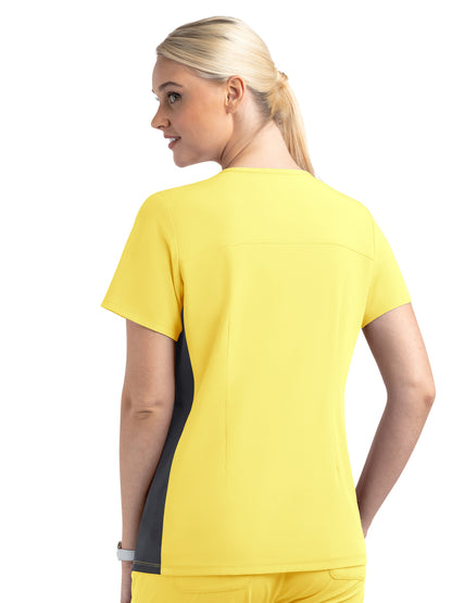 Women's Two-Pocket Mock Wrap Top - 4520 - Sunshine Yellow