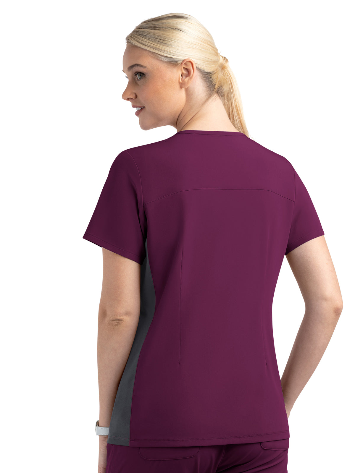 Women's Two-Pocket Mock Wrap Top - 4520 - Wine