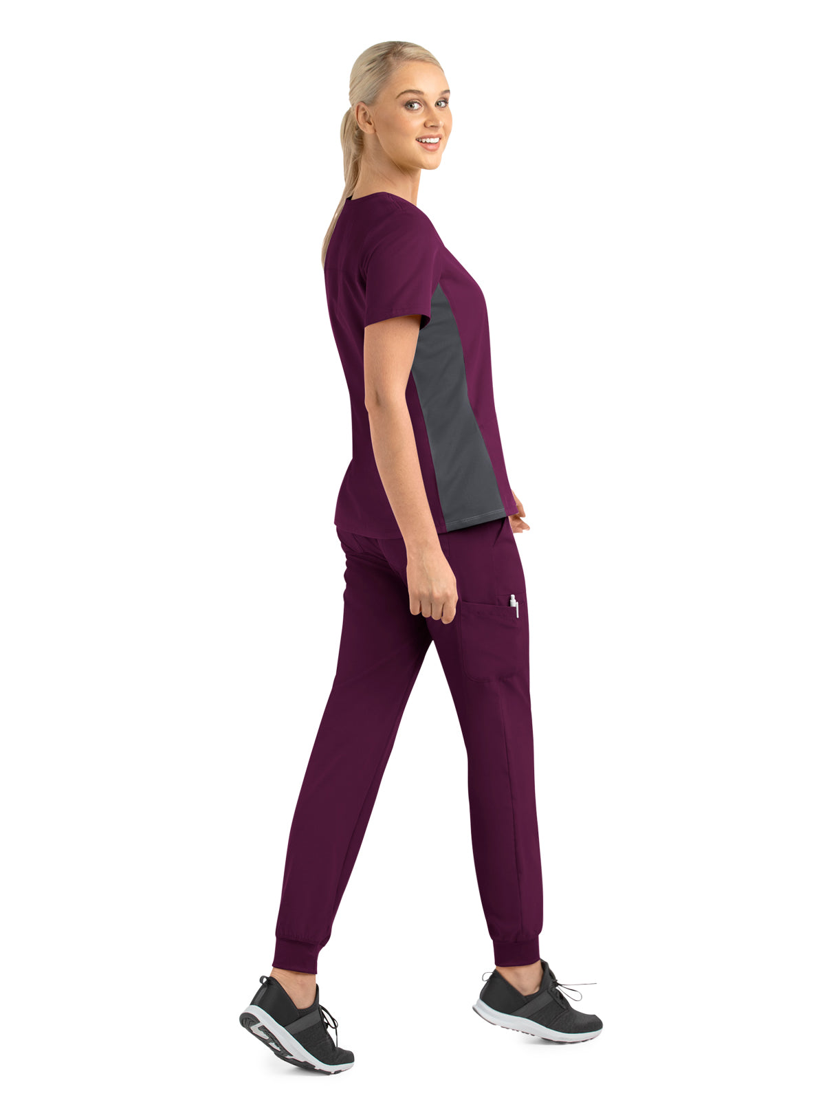 Women's Two-Pocket Mock Wrap Top - 4520 - Wine