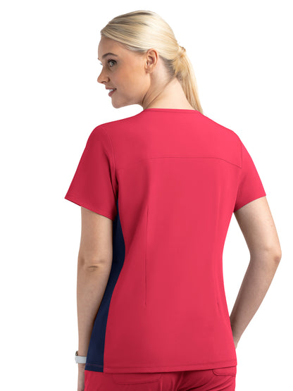 Women's Two-Pocket Mock Wrap Top - 4520 - Watermelon