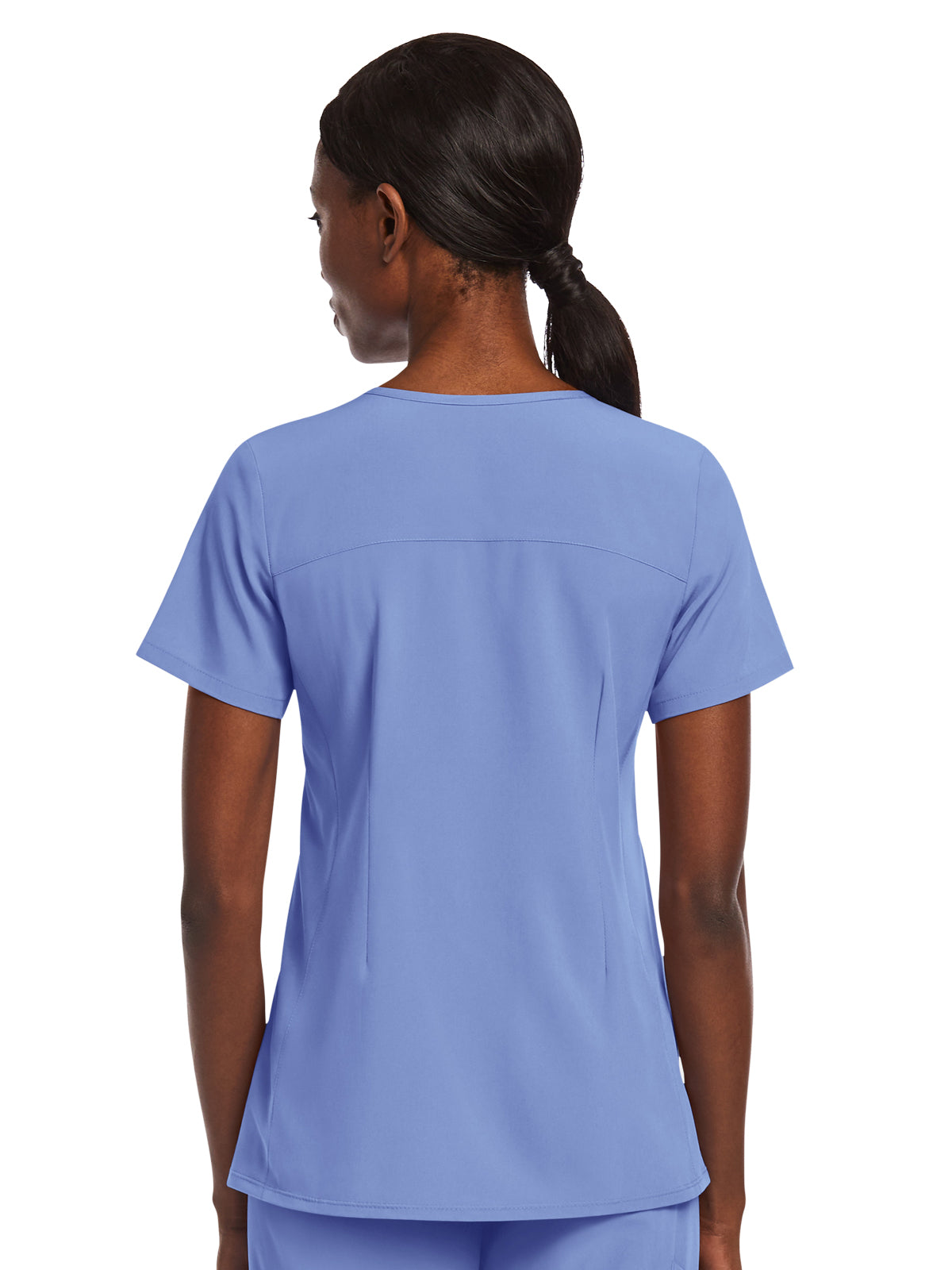 Women's Three-Pocket Mock Wrap Top - 4521 - Ceil Blue