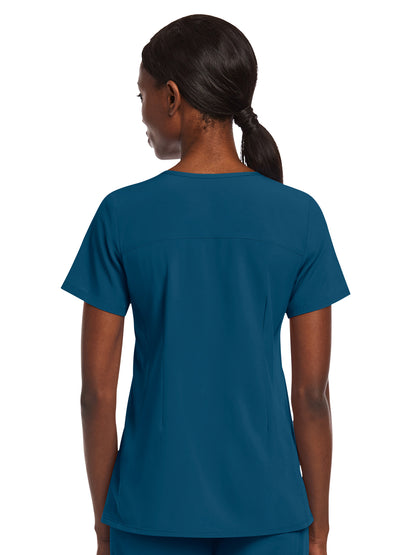 Women's Three-Pocket Mock Wrap Top - 4521 - Caribbean Blue