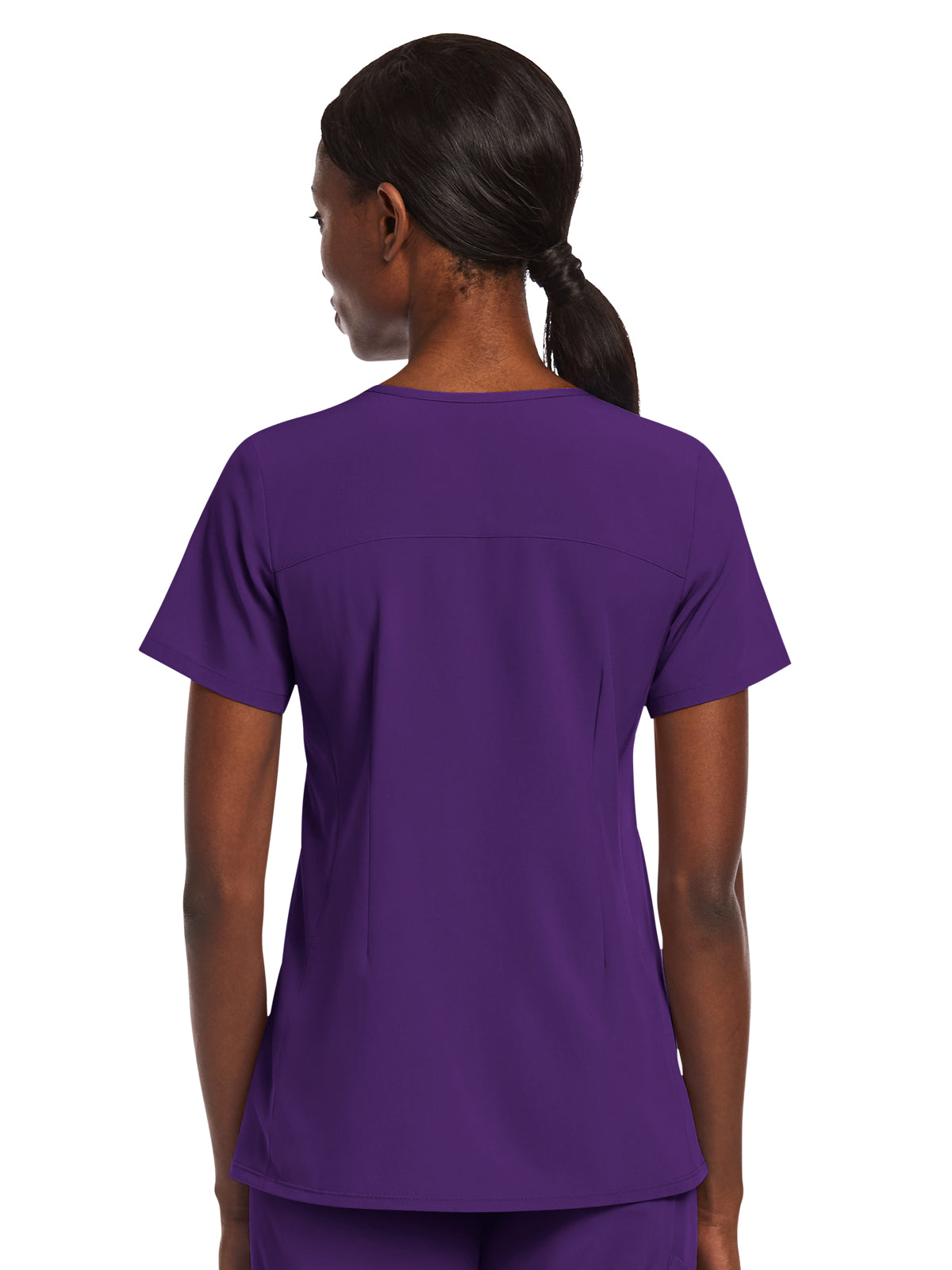 Women's Three-Pocket Mock Wrap Top - 4521 - Eggplant