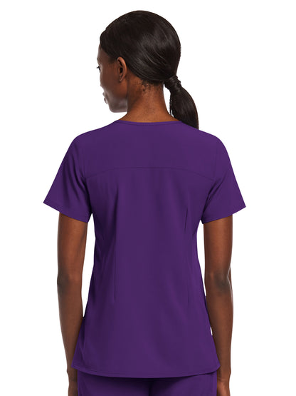 Women's Three-Pocket Mock Wrap Top - 4521 - Eggplant