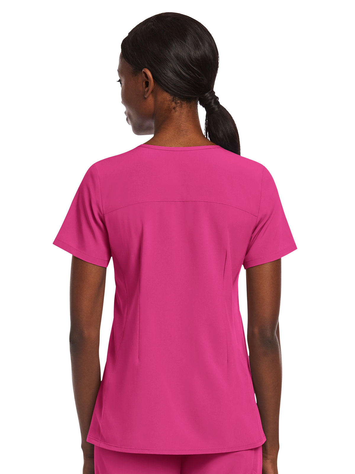 Women's Three-Pocket Mock Wrap Top - 4521 - Hot Pink