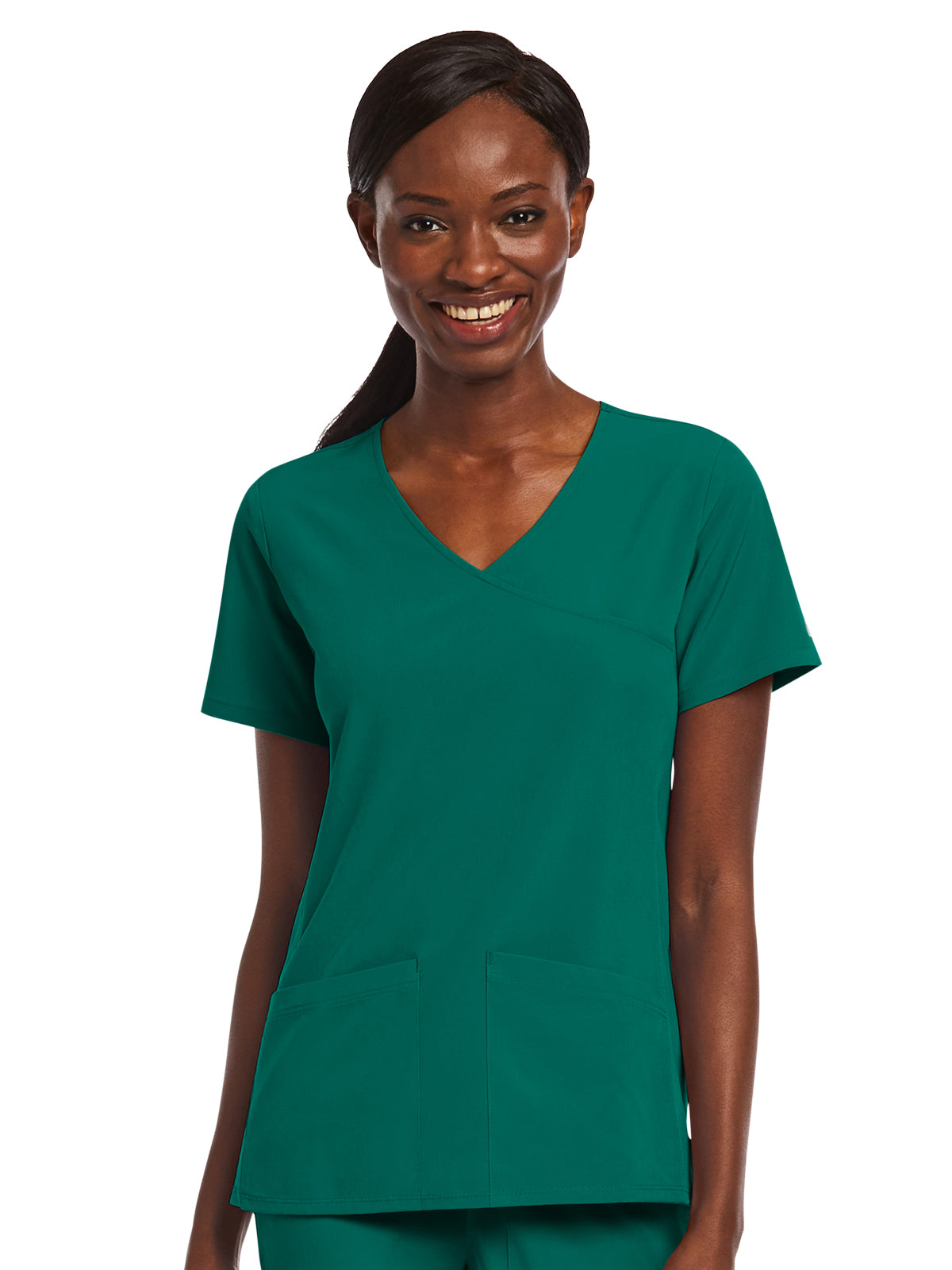 Women's Three-Pocket Mock Wrap Top - 4521 - Hunter Green