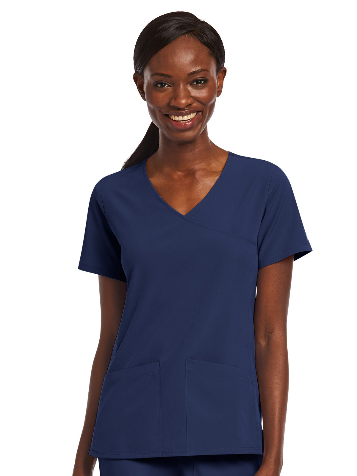 Women's Three-Pocket Mock Wrap Top - 4521 - Navy