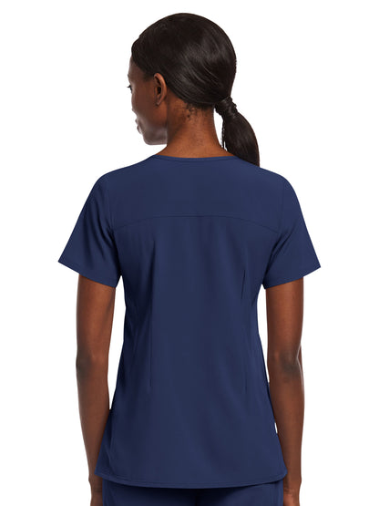 Women's Three-Pocket Mock Wrap Top - 4521 - Navy