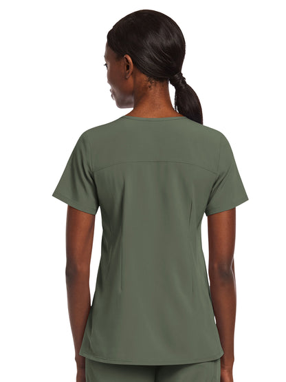 Women's Three-Pocket Mock Wrap Top - 4521 - Olive