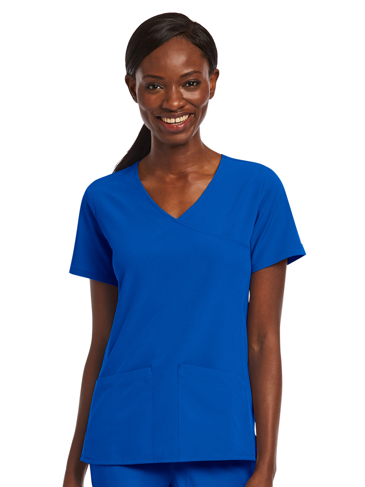 Women's Three-Pocket Mock Wrap Top - 4521 - Royal Blue