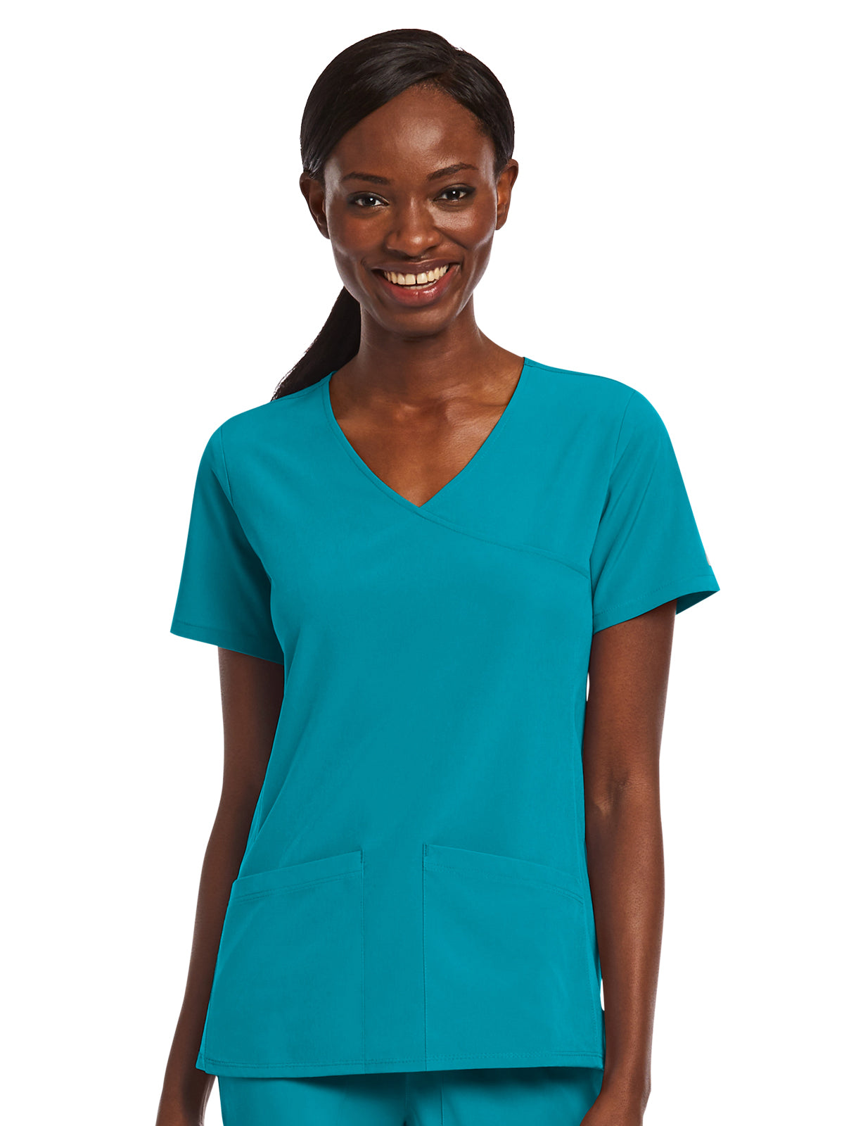 Women's Three-Pocket Mock Wrap Top - 4521 - Teal