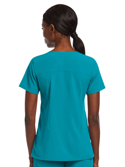 Women's Three-Pocket Mock Wrap Top - 4521 - Teal