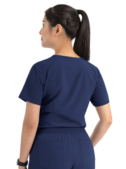 Women's One-Pocket V-Neck Tuck-In Top - 4530 - Navy