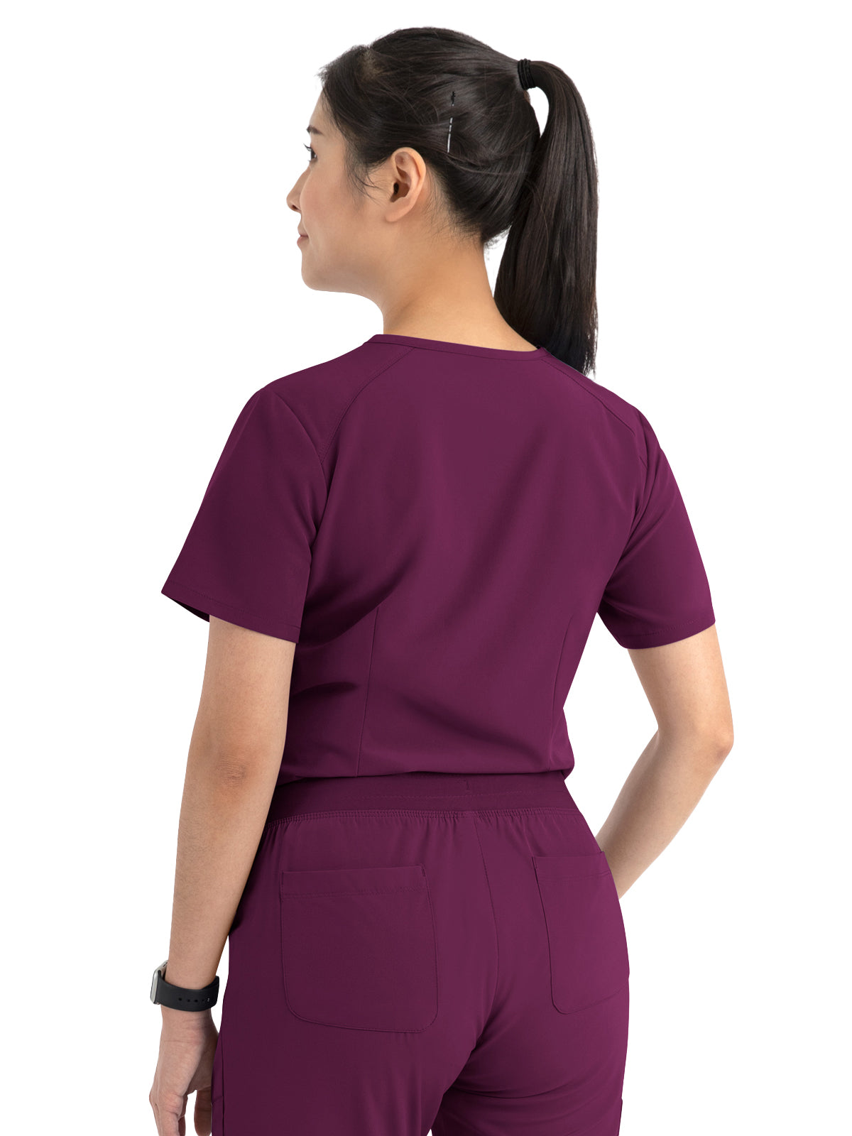 Women's One-Pocket V-Neck Tuck-In Top - 4530 - Wine