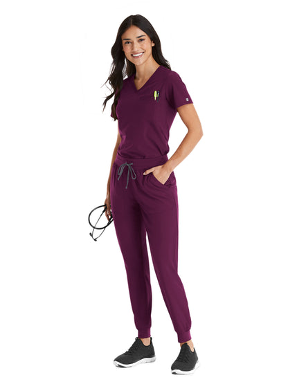 Women's One-Pocket V-Neck Tuck-In Top - 4530 - Wine