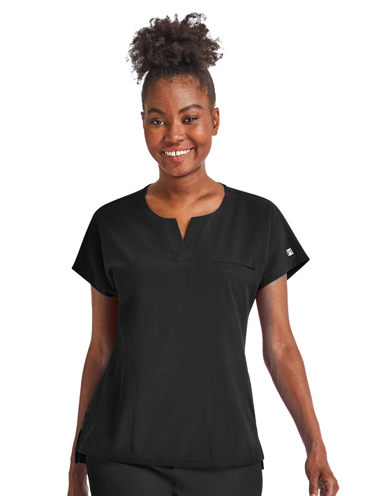 Women's Three-Pocket Notched Neck Dolman Top - 4540 - Black