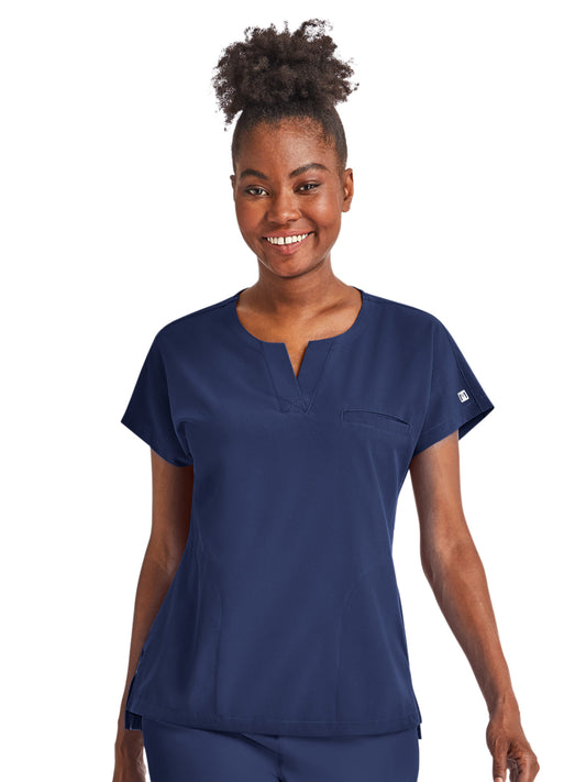 Women's Three-Pocket Notched Neck Dolman Top - 4540 - Navy