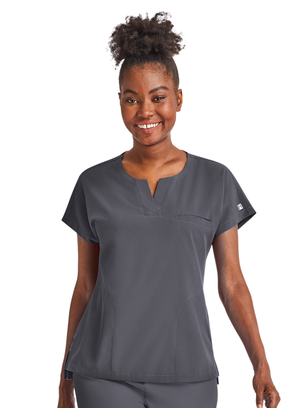 Women's Three-Pocket Notched Neck Dolman Top - 4540 - Pewter