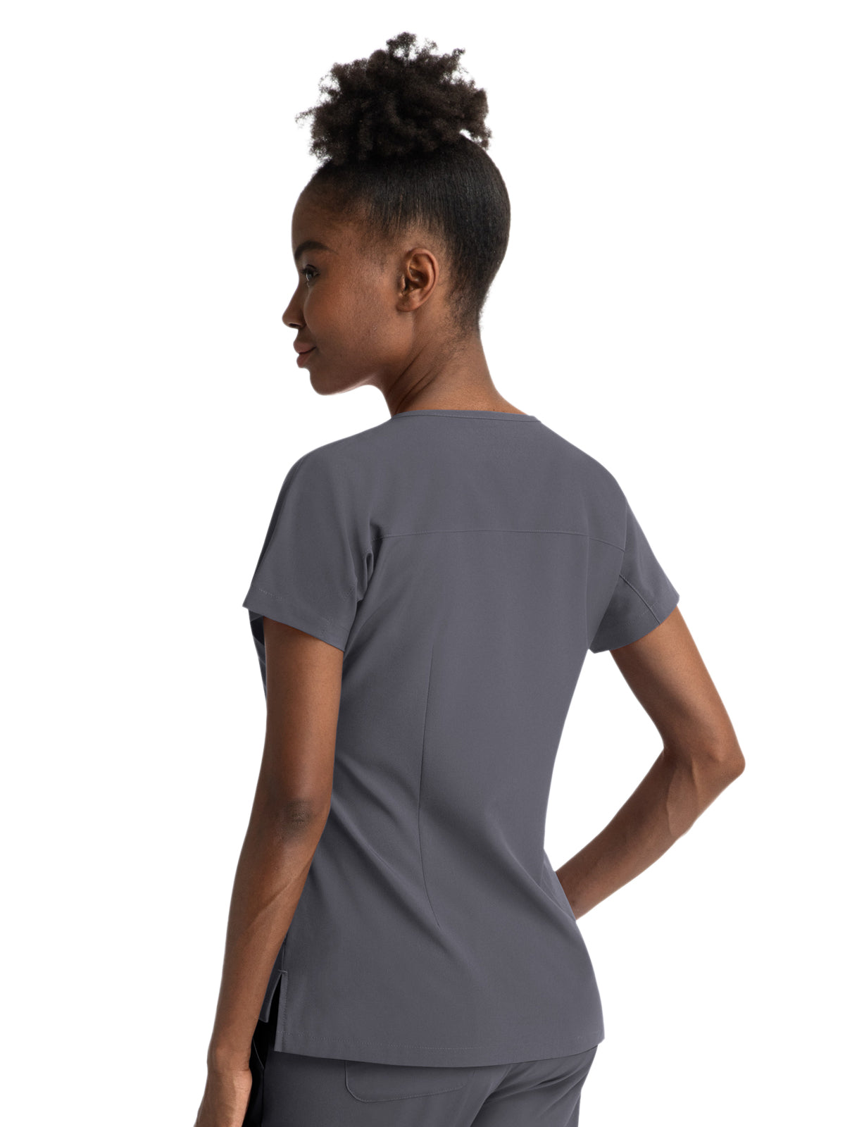 Women's Three-Pocket Notched Neck Dolman Top - 4540 - Pewter