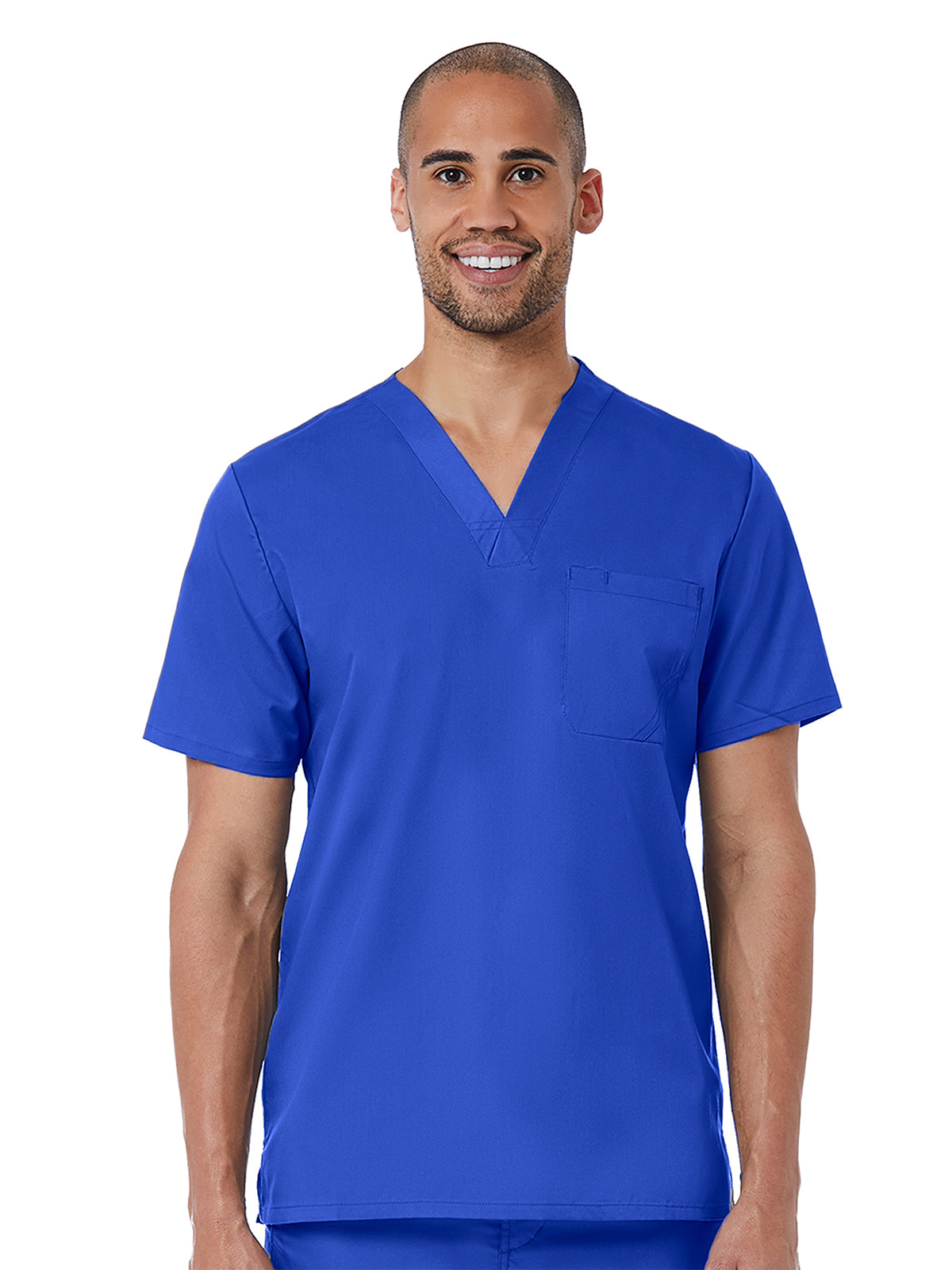 Men's One-Pocket Wrinkle-Resistant V-Neck Top - 5208 - Royal Blue