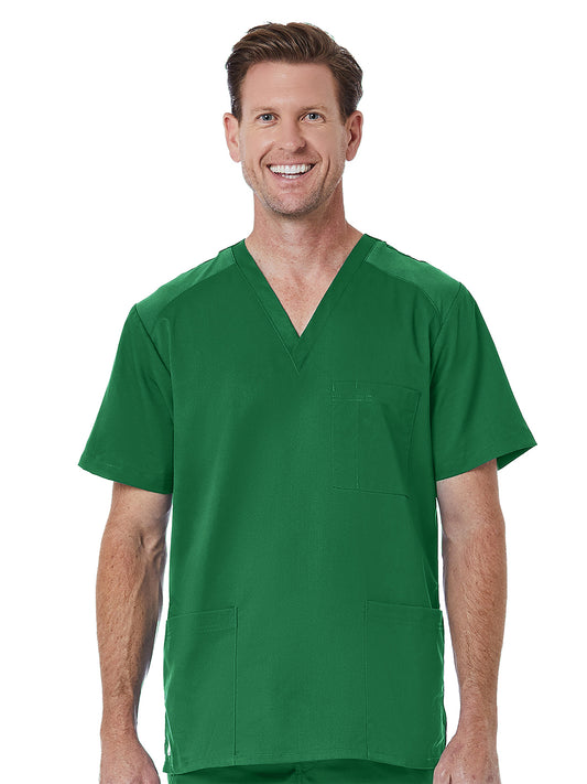 Men's Three-Pocket Wrinkle-Resistant V-Neck Top - 5308 - Hunter Green