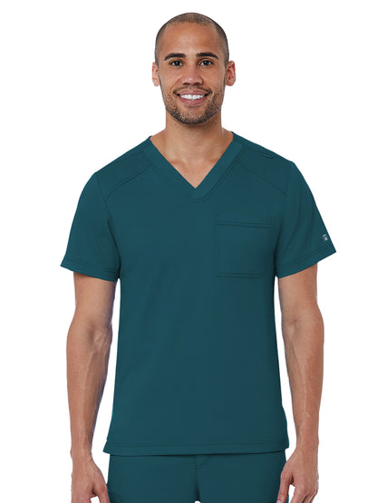 Men's One-Pocket V-Neck Top - 5501 - Caribbean Blue