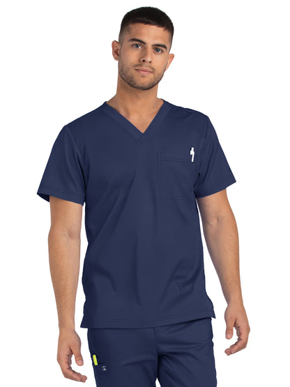 Men's One-Pocket V-Neck Top - 5501 - Navy